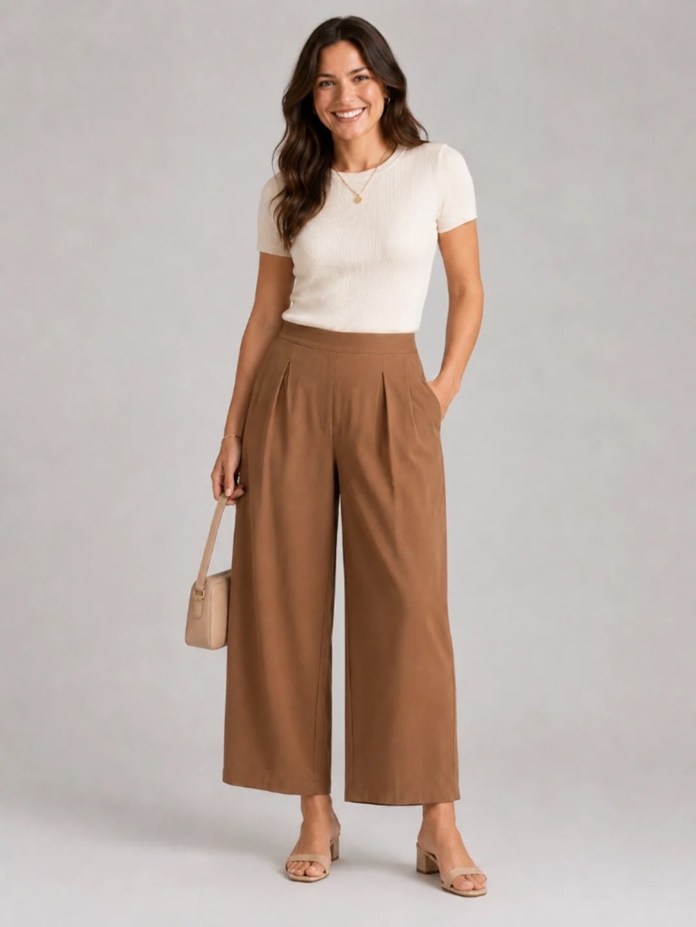 Max Studio London Camel Brown Wide Leg Pull-On Pants – Size L
